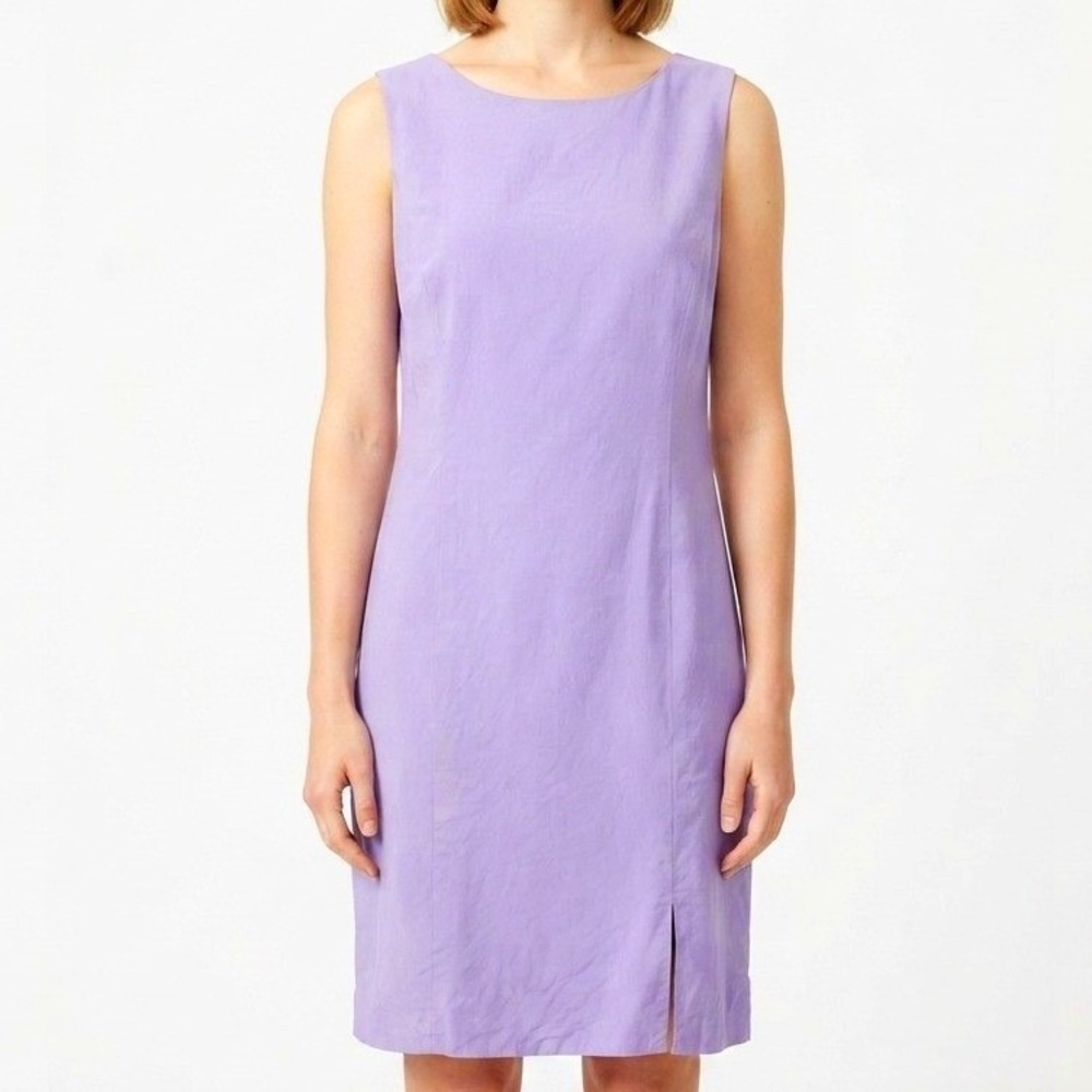 Talbots Sheath Dress Womens Lavender Pure Silk Sleeveless Minimalist Classic